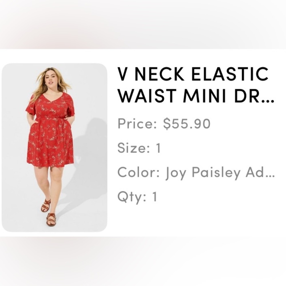 Torrid Size 1 - Red Floral Dress with pockets